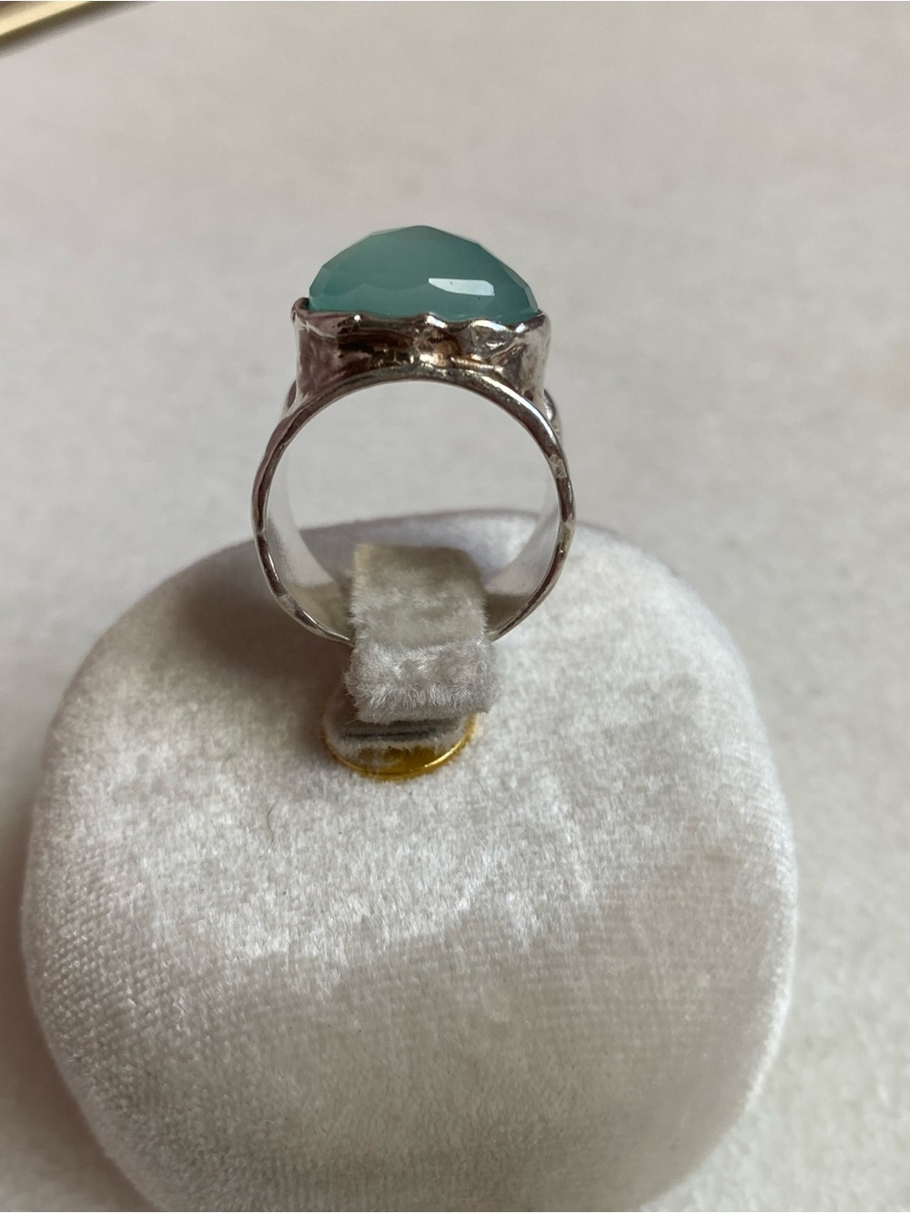 Artisan Silver Ring with Blue Chalcedony Faceted Stone - Picture 3 of 13